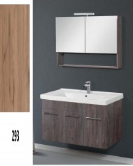 Έπιπλο Μπάνιου Cappuccino MDF Laminate Βάση, Καθρέπτης, Νιπτήρας