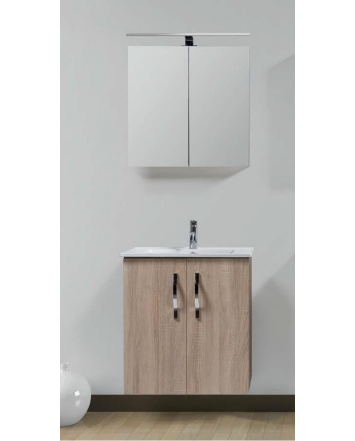 Έπιπλο Μπάνιου Promo MDF Laminate 017 Βάση,Νιπτήρας,Καθρέφτης & Φωτιστικό