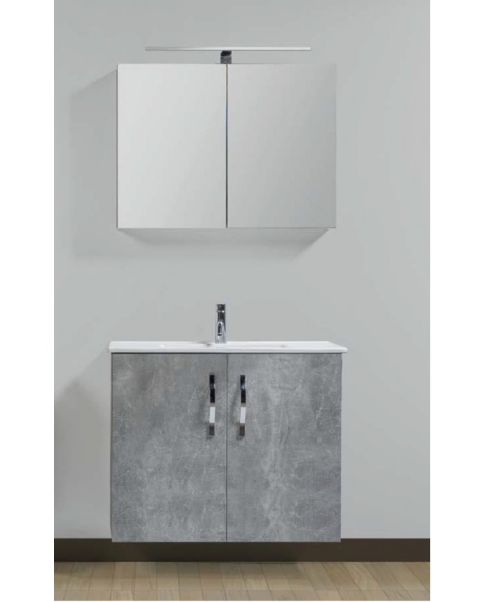 Έπιπλο Μπάνιου Promo MDF Laminate 001 Βάση,Νιπτήρας,Καθρέφτης & Φωτιστικό