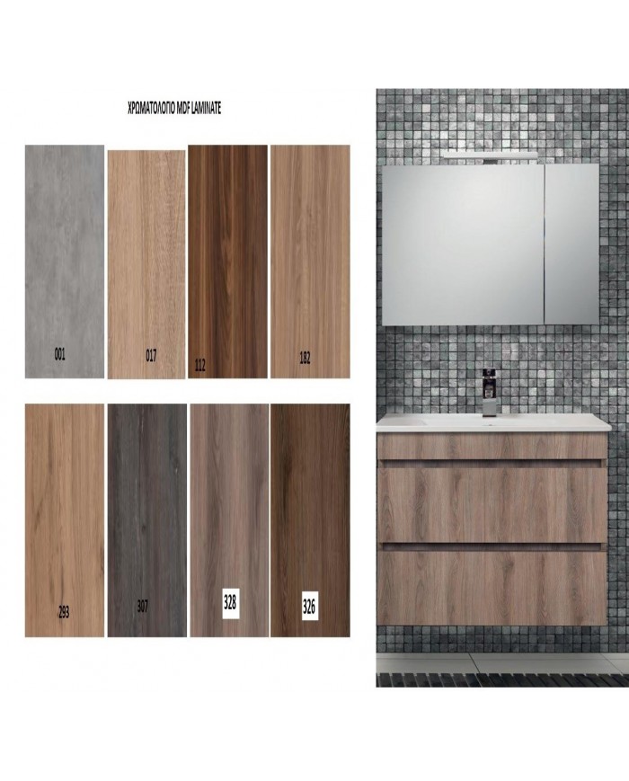 Katarina MDF Laminate Bathroom Furniture in 8 Shades base, washbasin, mirror, Column: