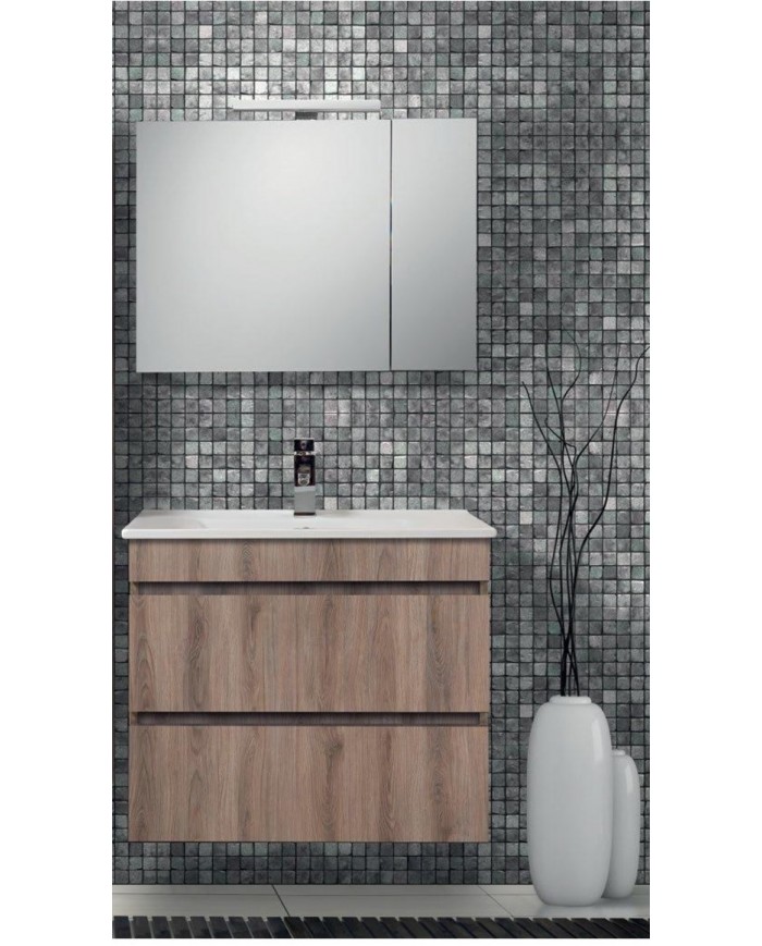 Έπιπλο Μπάνιου Katarina MDF Laminate  σε 8 Αποχρώσεις βάση, νιπτήρας, καθρέπτης, Στήλη: