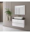 Bathroom Furniture Drop Luxus 80 White-Top-2 Stand, Washbasin, Mirror