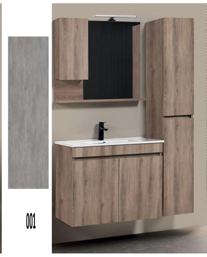 'Επιπλο Μπάνιου Mabo Luna  MDF Laminate σε 8 Αποχρώσεις (52 / 60cm) βάση, νιπτήρας, καθρέπτης, Στήλη: