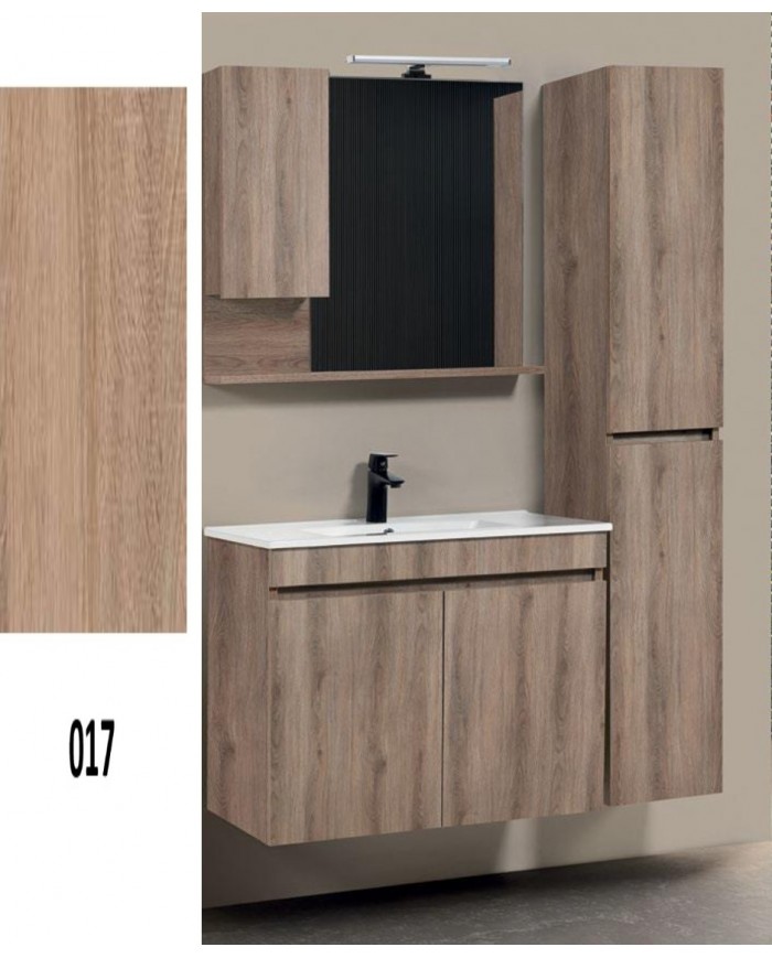'Επιπλο Μπάνιου Mabo Luna  MDF Laminate σε 8 Αποχρώσεις (52 / 60cm) βάση, νιπτήρας, καθρέπτης, Στήλη:
