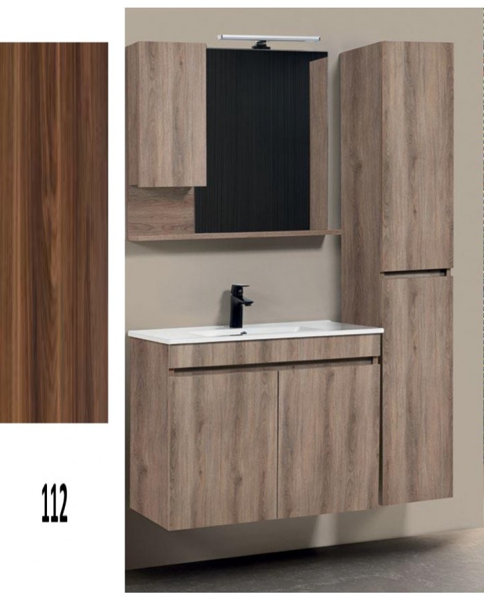 'Επιπλο Μπάνιου Mabo Luna  MDF Laminate σε 8 Αποχρώσεις (52 / 60cm) βάση, νιπτήρας, καθρέπτης, Στήλη: