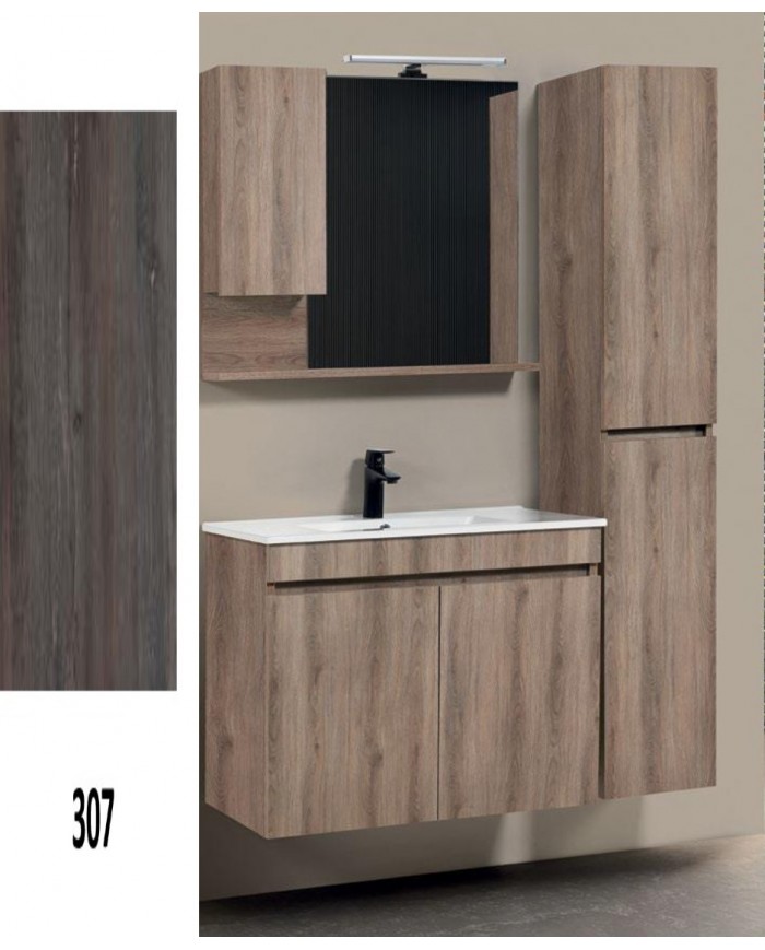 'Επιπλο Μπάνιου Mabo Luna  MDF Laminate σε 8 Αποχρώσεις (52 / 60cm) βάση, νιπτήρας, καθρέπτης, Στήλη: