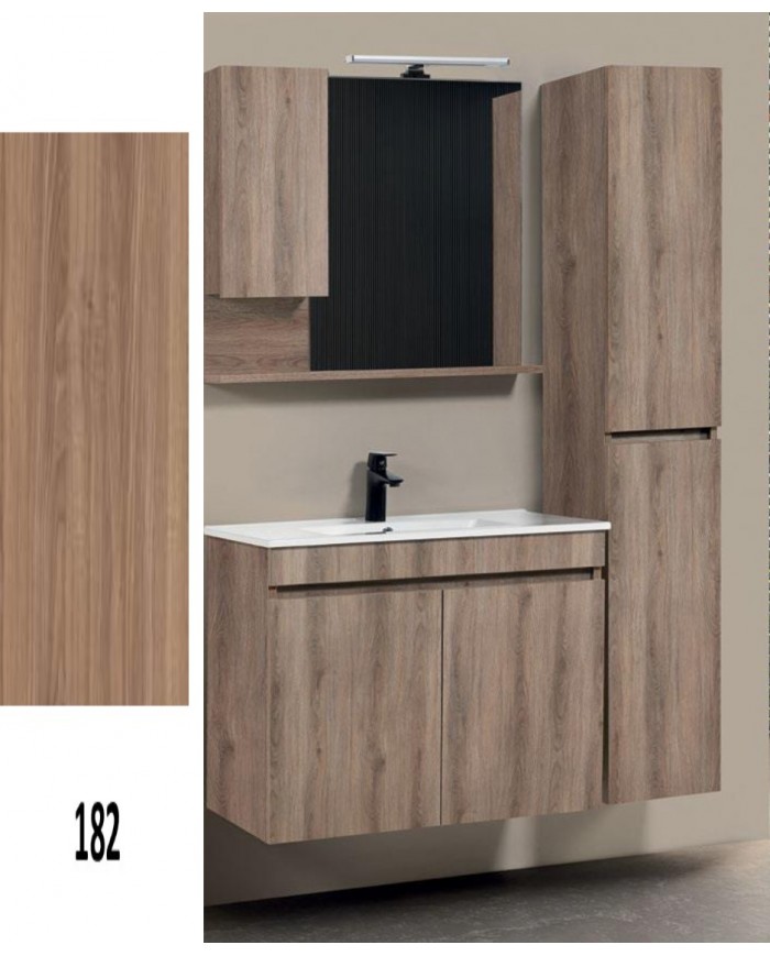 'Επιπλο Μπάνιου Mabo Luna  MDF Laminate σε 8 Αποχρώσεις (70 / 80cm) βάση, νιπτήρας, καθρέπτης, Στήλη: