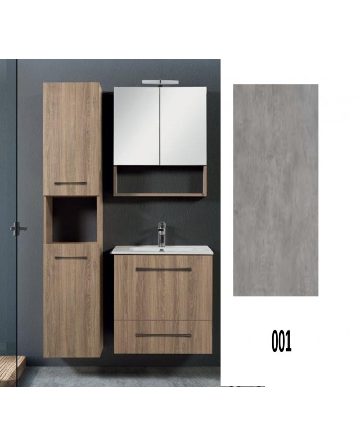 Έπιπλο Μπάνιου MDF Laminate Dual M 60cm Βάση, νιπτήρας, καθρέπτης  Στήλη: