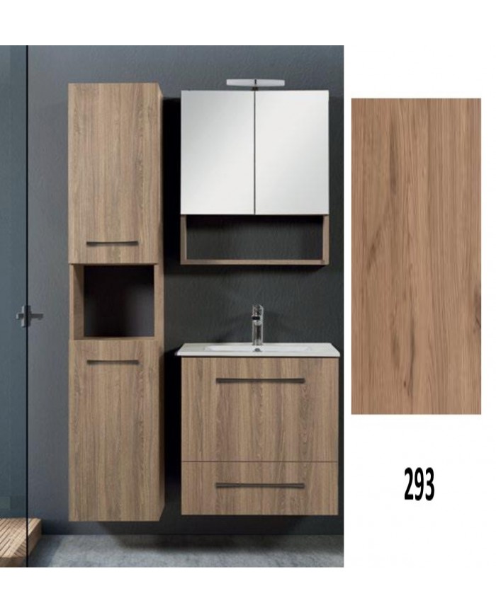 Έπιπλο Μπάνιου MDF Laminate Dual M 60cm Βάση, νιπτήρας, καθρέπτης  Στήλη: