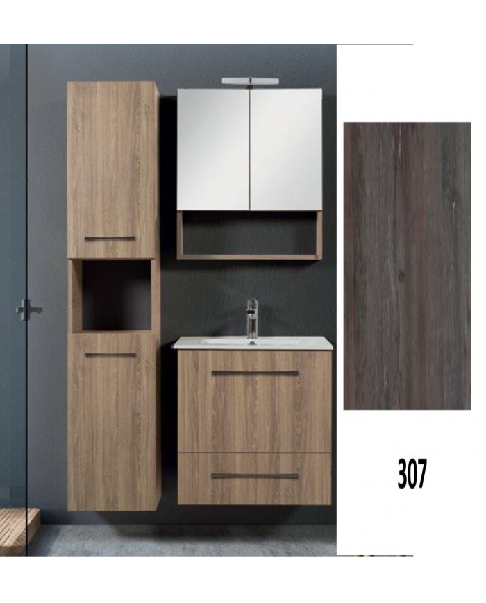 Έπιπλο Μπάνιου MDF Laminate Dual M 60cm Βάση, νιπτήρας, καθρέπτης  Στήλη: