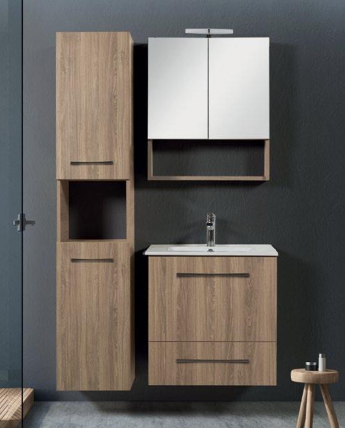 Έπιπλο Μπάνιου MDF Laminate Dual M 70cm Βάση, νιπτήρας, καθρέπτης  Στήλη: