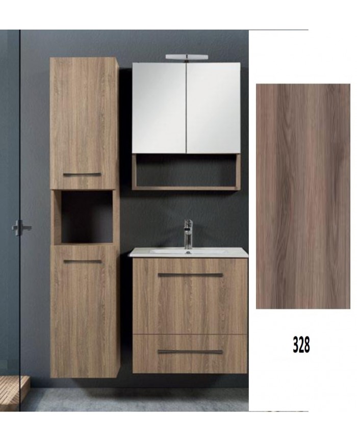 Έπιπλο Μπάνιου MDF Laminate Dual M 70cm Βάση, νιπτήρας, καθρέπτης  Στήλη: