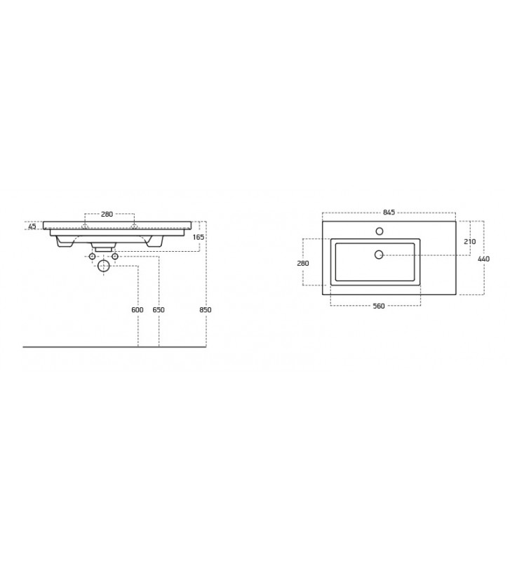 Bathroom Furniture Drop Luxus 85 Base, Washbasin, Mirror
