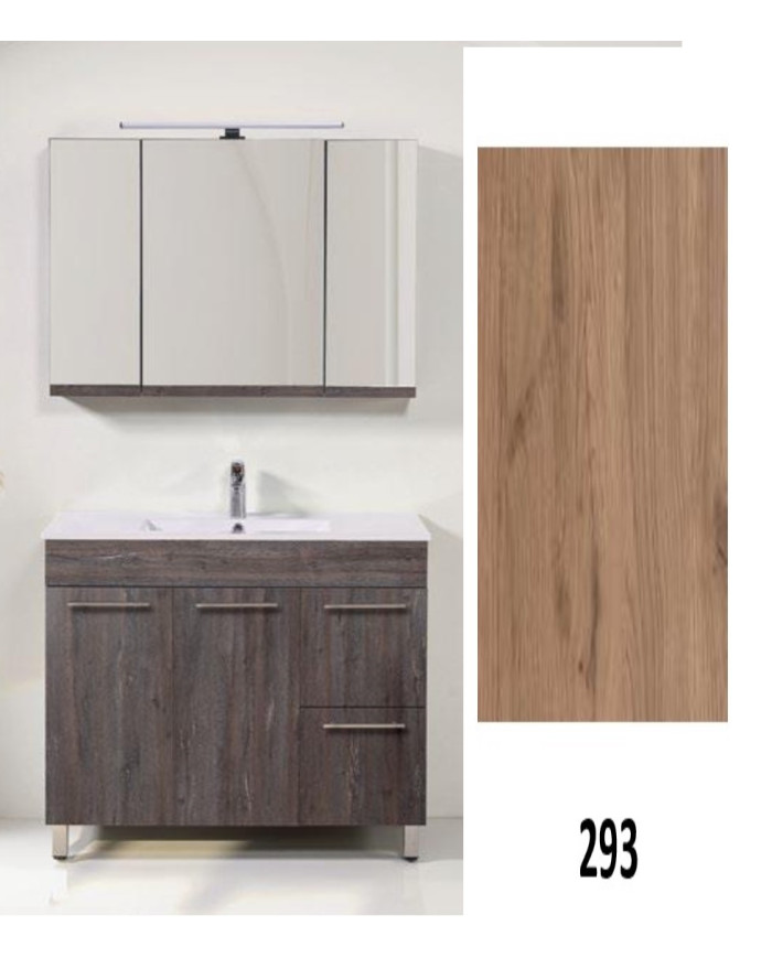 Έπιπλο Μπάνιου Καλλιστώ MDF Laminate με PVC 90 cm Βάση, Νιπτήρας, Καθρέπτης-Κρυφοντούλαπο