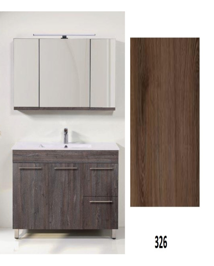 Έπιπλο Μπάνιου Καλλιστώ MDF Laminate με PVC 90 cm Βάση, Νιπτήρας, Καθρέπτης-Κρυφοντούλαπο