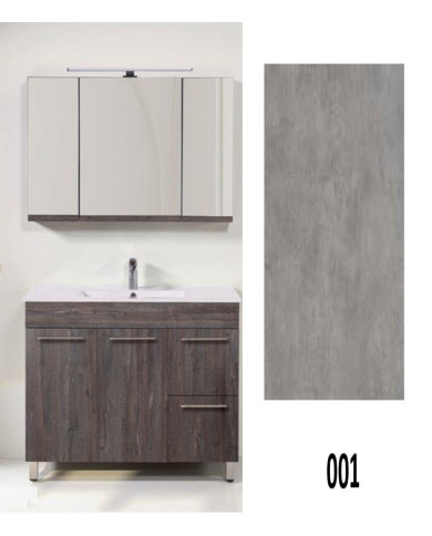 Bathroom Furniture Kallisto MDF Laminate with PVC 100 cm Base, Sink, Mirror-Cloakroom