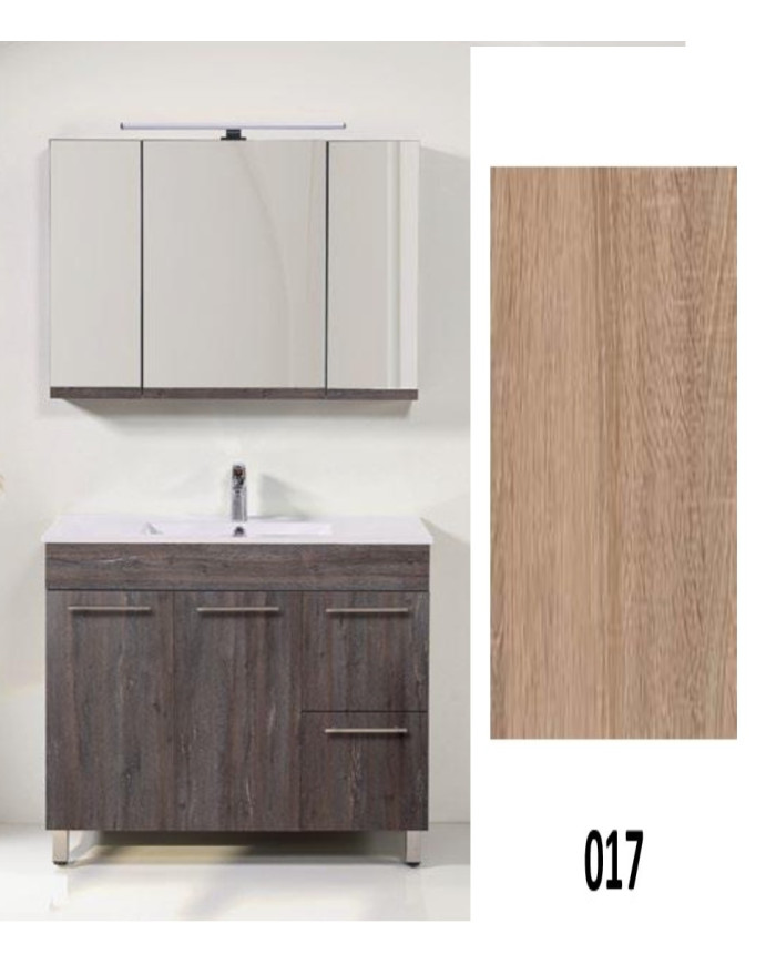 Έπιπλο Μπάνιου Καλλιστώ MDF Laminate με PVC 100 cm Βάση, Νιπτήρας, Καθρέπτης-Κρυφοντούλαπο