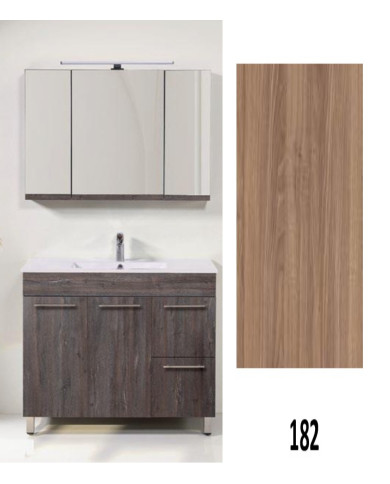 Bathroom Furniture Kallisto MDF Laminate with PVC 100 cm Base, Sink, Mirror-Cloakroom