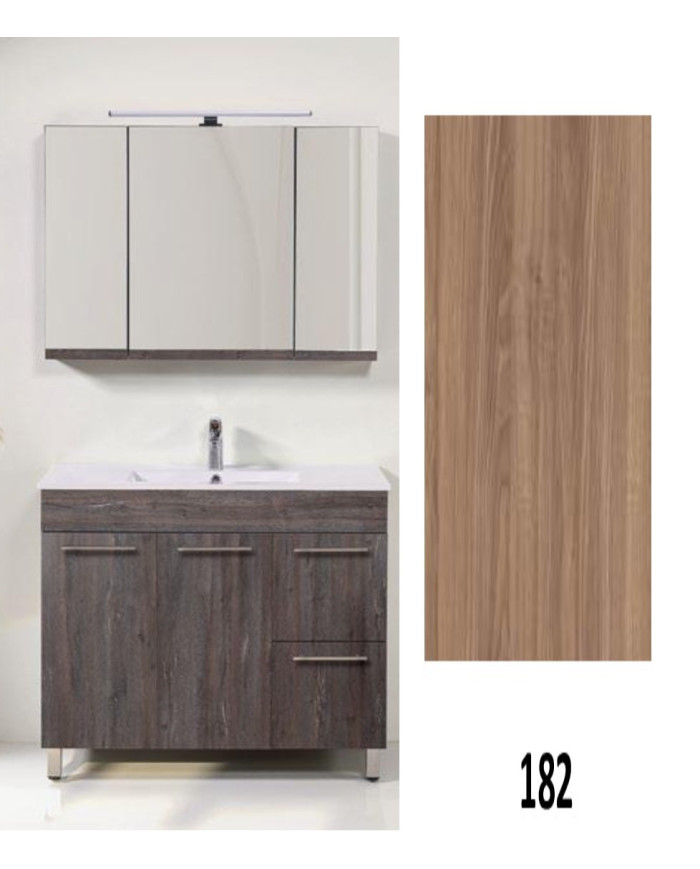 Έπιπλο Μπάνιου Καλλιστώ MDF Laminate με PVC 100 cm Βάση, Νιπτήρας, Καθρέπτης-Κρυφοντούλαπο