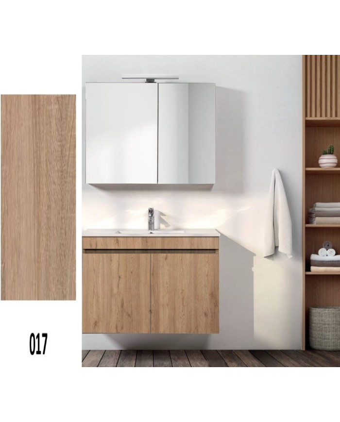 Έπιπλο Μπάνιου MDF Laminate με PVC Sunny 60 cm Βάση, Νιπτήρας, Καθρέπτης-Κρυφοντούλαπο