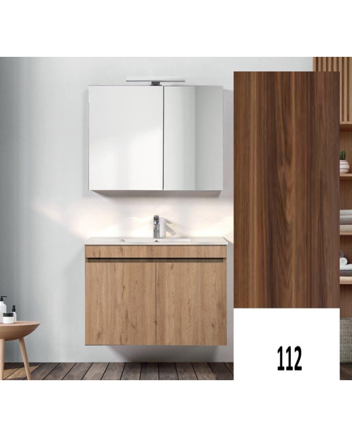 Έπιπλο Μπάνιου MDF Laminate με PVC Sunny 60 cm Βάση, Νιπτήρας, Καθρέπτης-Κρυφοντούλαπο