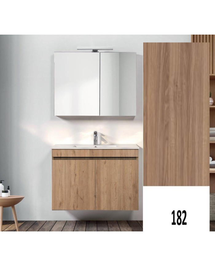 Έπιπλο Μπάνιου MDF Laminate με PVC Sunny 60 cm Βάση, Νιπτήρας, Καθρέπτης-Κρυφοντούλαπο