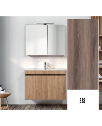 Έπιπλο Μπάνιου MDF Laminate με PVC Sunny 60 cm Βάση, Νιπτήρας, Καθρέπτης-Κρυφοντούλαπο