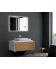 Έπιπλο Μπάνιου Slim Line 60 / 70 Κόντρα Πλακέ Θαλάσσης με Επένδυση Καπλαμά Δρυς & Καπάκι Corian, Βάση, Καθρέπτης Led