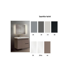 Bathroom Furniture "Aphrodite Mix & Match" 70/80 Mabo MDF Acrylic, Base, Sink, Mirror, Vanity with LED Lighting