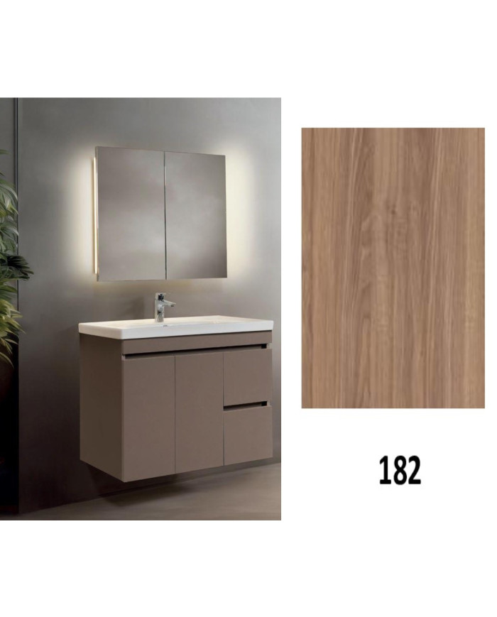 Έπιπλο Μπάνιου "Αφροδίτη Mix & Match" 70/80 Mabo MDF Laminate, Βάση,Νιπτήρας, Καθρέφτης Κρυφοντούλαπο με Φωτισμό LED