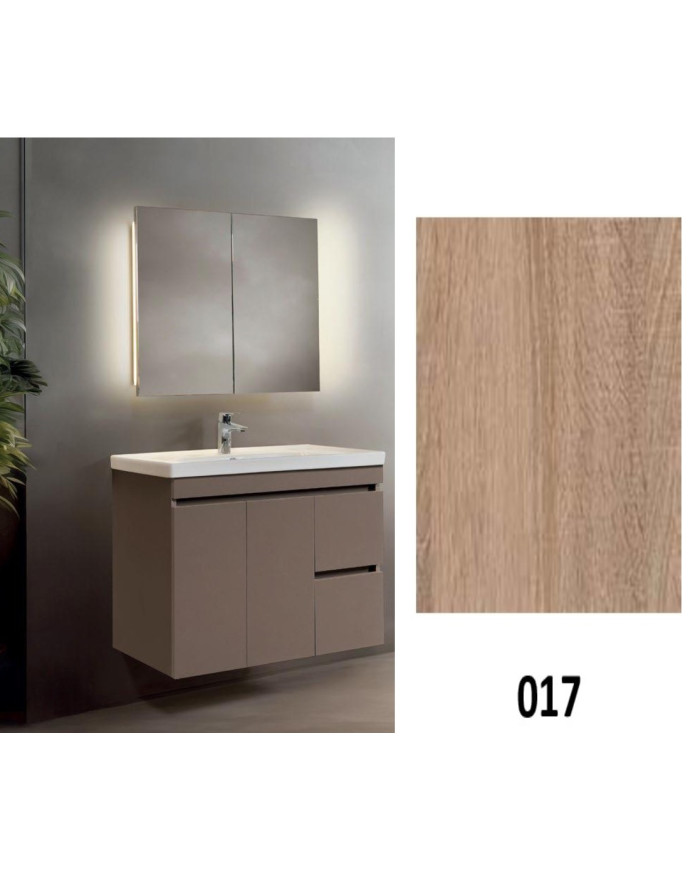 Έπιπλο Μπάνιου "Αφροδίτη Mix & Match" 90/100 Mabo MDF Laminate, Βάση,Νιπτήρας, Καθρέφτης Κρυφοντούλαπο με Φωτισμό LED