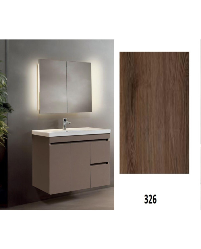 Έπιπλο Μπάνιου "Αφροδίτη Mix & Match" 90/100 Mabo MDF Laminate, Βάση,Νιπτήρας, Καθρέφτης Κρυφοντούλαπο με Φωτισμό LED
