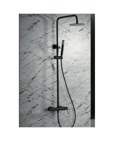 Στήλη Ντουζ Επεκτεινόμενη 2 Εξόδων Imex Line Μαύρο Ματ με Μπαταρία & Ανακλινόμενη Κεφαλή & Τηλέφωνο (BDD038/NG)