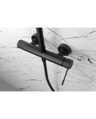 Στήλη Ντουζ Επεκτεινόμενη 2 Εξόδων Imex Line Μαύρο Ματ με Μπαταρία & Ανακλινόμενη Κεφαλή & Τηλέφωνο (BDD038/NG)