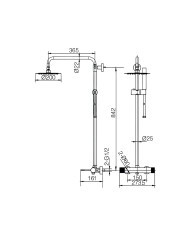 Στήλη Ντουζ Επεκτεινόμενη 2 Εξόδων Imex Line Μαύρο Ματ με Μπαταρία & Ανακλινόμενη Κεφαλή & Τηλέφωνο (BDD038/NG)