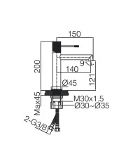 Imex Line Brass Basin Mixer Tap, Matte Black (BDD038-1NG)