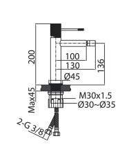 Imex Line Bidet Mixer Tap Matte Black (BDD038-2NG)