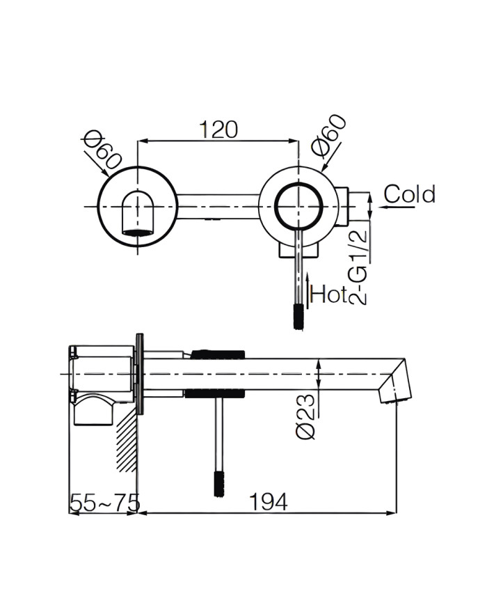 Built-in Basin Mixer Imex Line Matte Black (GLD038/NG)