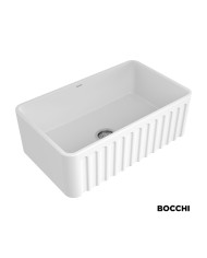 Bocchi Farmhouse White Porcelain Single Bowl 2-Sided Kitchen Sink (76x46 cm)