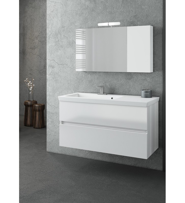 Bathroom Furniture Drop Luxus 100 Base, Washbasin, Mirror
