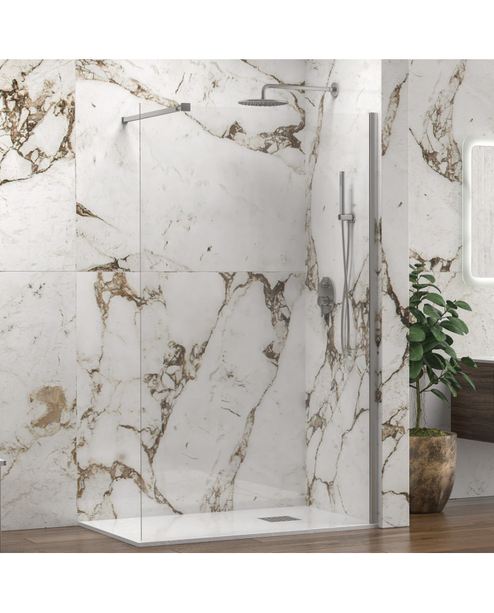 Fixed shower partition with transparent glass WALKIN 1 Cromo KARAG 70x200cm (5206836023397)