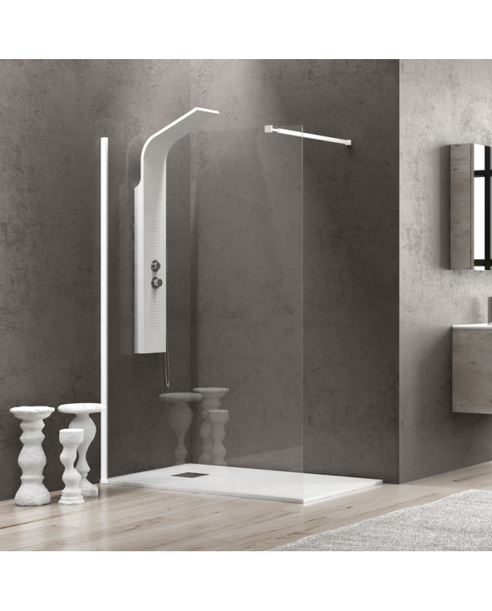 Fixed Shower Panel Divider with Clear Glass 8mm Karag Walkin 1 White 60x200cm (5206836664880)