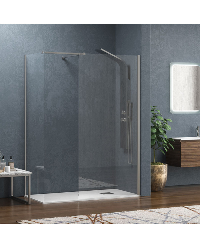 Fixed Shower Panel Divider with Clear Glass 8mm Karag Walkin 2 Cromo 90x200cm (5206836058382)