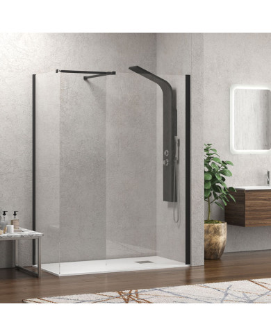 Σταθερό Διαχωριστικό Ντουζιέρας με Νανοτεχνολογία  Διάφανο Κρύσταλλο 8mm Karag Walkin 2 Black 60x200cm (5206836738123)