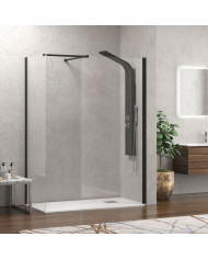 Σταθερό Διαχωριστικό Ντουζιέρας με Νανοτεχνολογία  Διάφανο Κρύσταλλο 8mm Karag Walkin 2 Black 60x200cm (5206836738123)