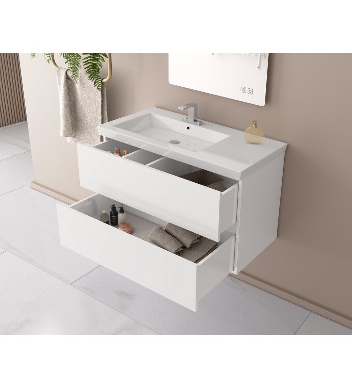 Bathroom Furniture Drop Luxus 100 Base, Washbasin, Mirror