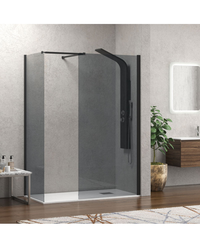 Σταθερό Διαχωριστικό Ντουζιέρας με Νανοτεχνολογία Fume Κρύσταλλο 8mm Karag Walkin 2 Black 120x200cm (5206836058313)