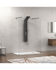 Fixed Shower Partition with Nanotechnology Transparent Crystal 8mm Karag Walkin 3 Black 108x200cm (5206836056982)