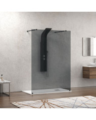 Fixed Shower Partition with Nanotechnology Fume Crystal 8mm Karag Walkin 3 Black 158x200cm (5206836057934)