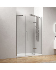 Cabin Opening Entrance Door (wall-to-wall) Transparent Crystal Karag Tinos 600 Cromo 140x200cm (fixed 26cm) (5206836058917)